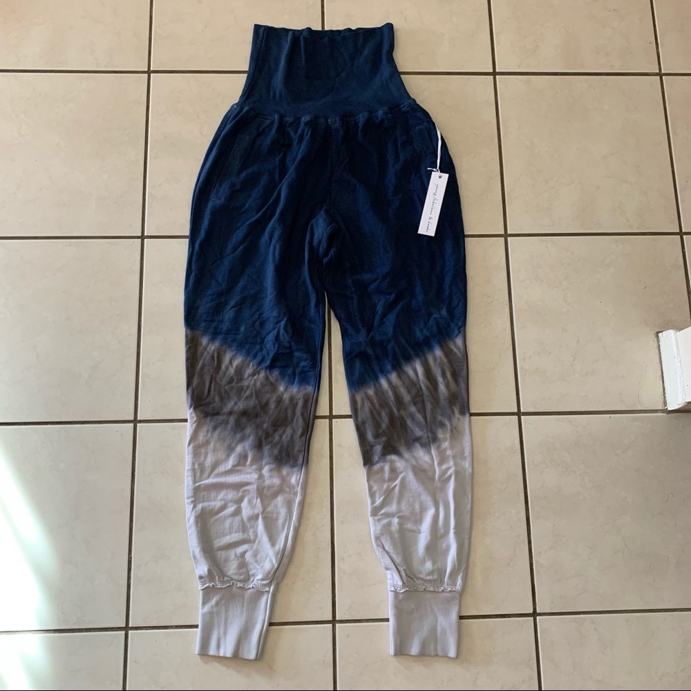 High-Waist Tie-Dye Lounge Pants - Navy, Gray, Cream